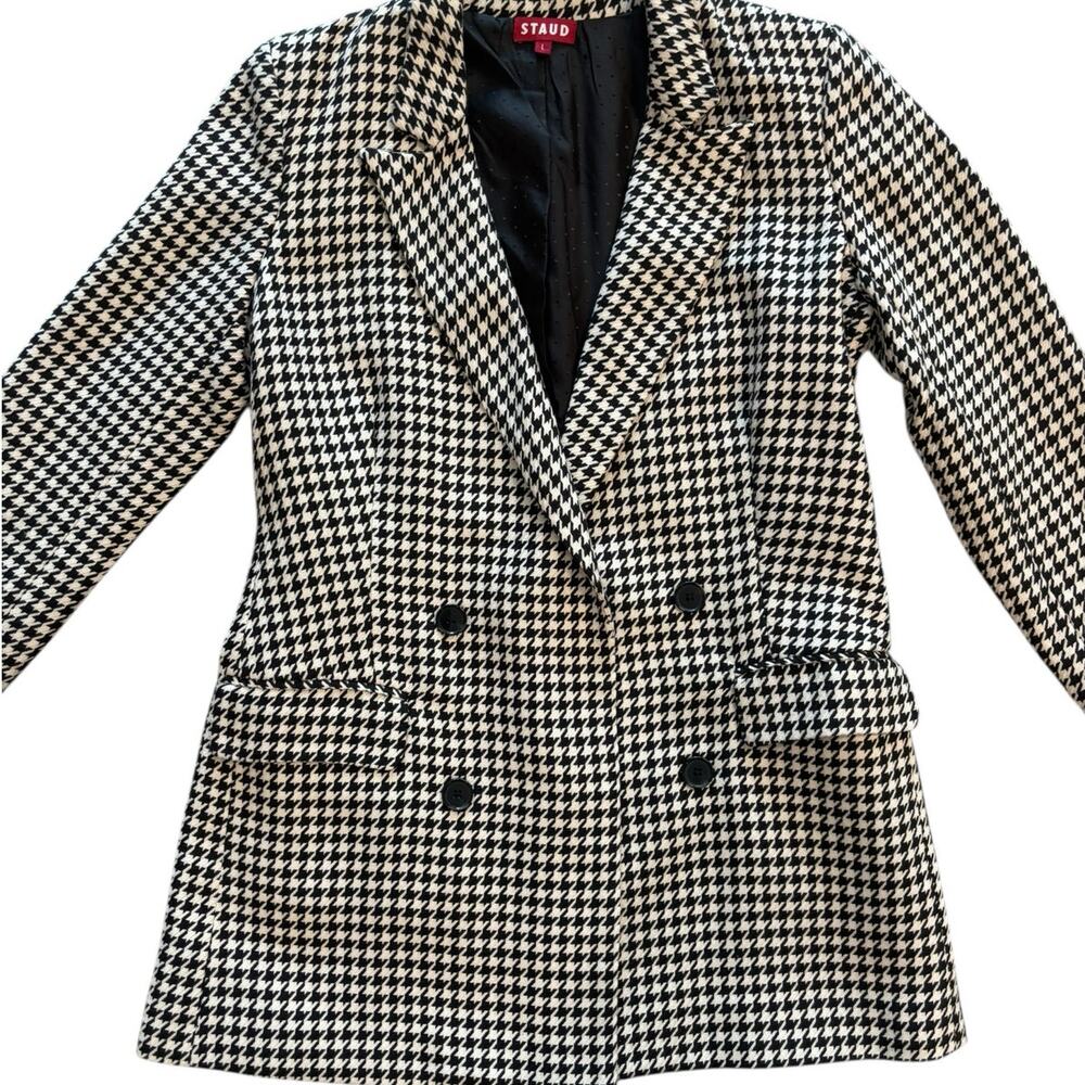 STAUD GINGHAM COTTON BLEND BLAZER NWOT SIZE LARGE - Picture 3 of 12